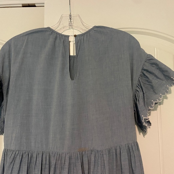 Ulla Johnson Light Blue, Cotton, Flutter-Sleeve, Tired Dress - Picture 3 of 9